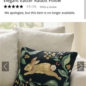 Grandin road hand hooked wool Elegant Easter Rabbit Pillow. Hand hooked wool